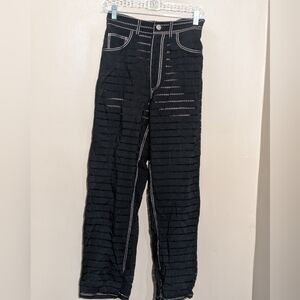 Fleur Du Mal Zigzag Burnout Pants, Size:2, Color:Black